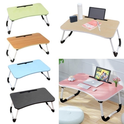 Foldable Laptop Bed Table with Built-in Cup Holder and Tablet Slot for Comfortable Bedside Work