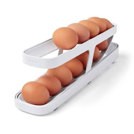Egg Holder for Refrigerator, Auto Rolling Egg Dispenser 2Tier Egg Storage Container