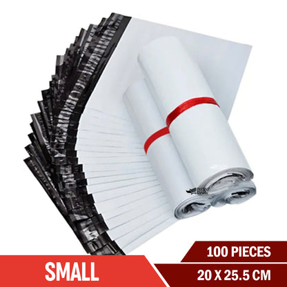 100 Pieces Small 20cm x 21+5 cm size Perfect Medium Poly Mailer White Poly Mailer Bags Bundle of Self-seal Adhesive bags Storage Bags Plastic Poly Envelope Flyer Mailer Packs Postal Safe Mailing Bags Shipping Bag