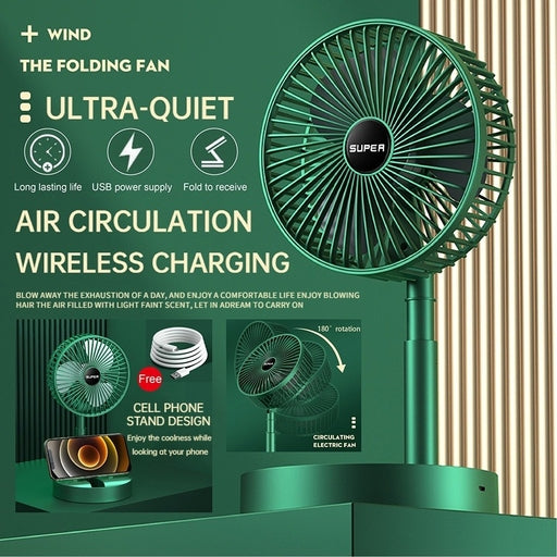 SUPER FS-21 Portable Foldable Fan USB Charging Electric Fan with Mobile Stents