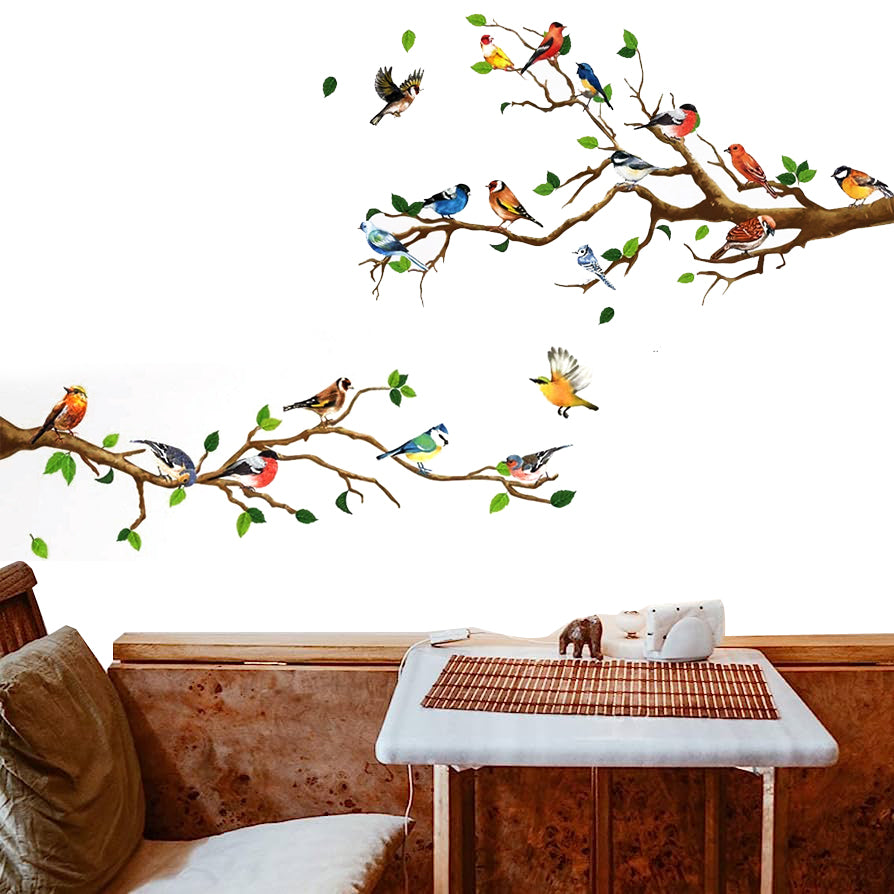 Double Brach Brids Wall Sticker Wall Sticker Home Decoration animals tree bridge baby children bedroom room decor wall stickers removable kids nursery decal Mirror Dear Wall Decoration Stickers