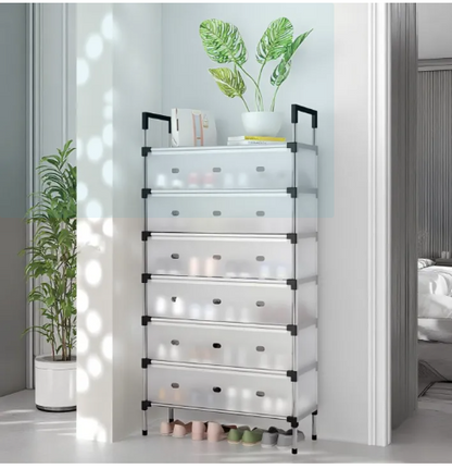 Multi-Layer Stackable Dustproof Shoe Rack | Space-Saving Shoe Organizer Cabinet with Flip Doors