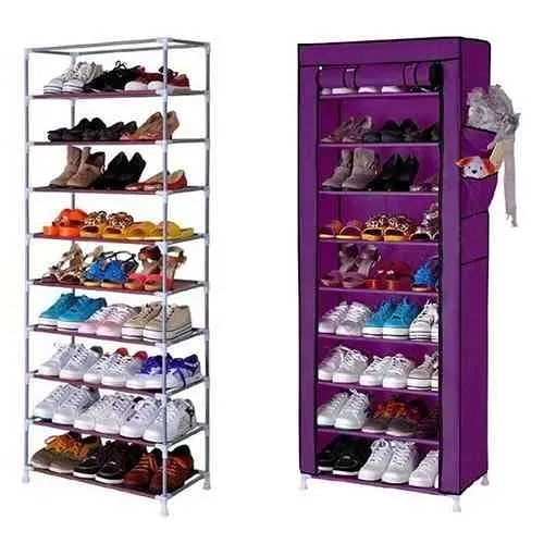 9-Layer Simple Shoe Rack Cabinet Nonwoven Dustproof Hallway Shoes Storage Organizer