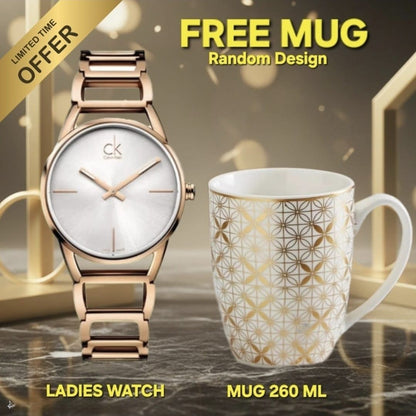 CK Ladies Watch Stainless Steel Quartz Analog Business Casual Wristwatch for Women