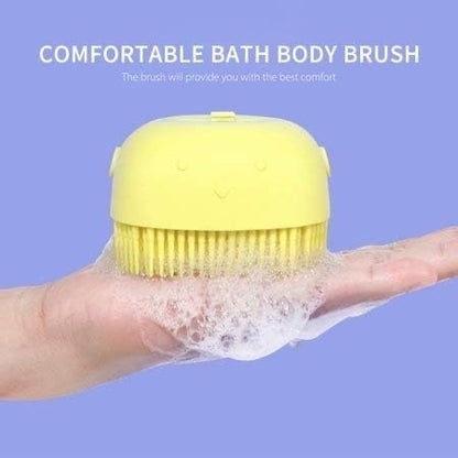 Silicone Bath Brush with Hooks, Shampoo Dispenser, and Ultra-Soft Exfoliating Bristles