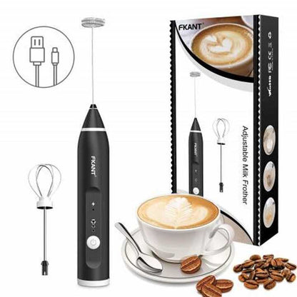 Eimeli Rechargeable Electric Milk Frother: Double Whisk Coffee Drink Mixer & Foam Maker