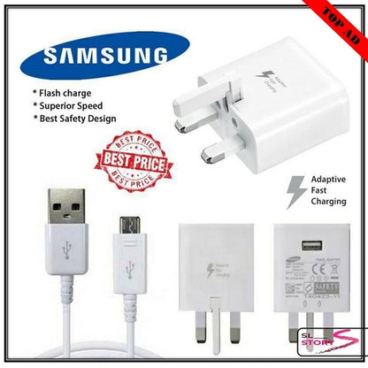 Samsung 9V 2a UK Fast Micro USB Charger 15W Travel Adapter for Note, J Series & S6