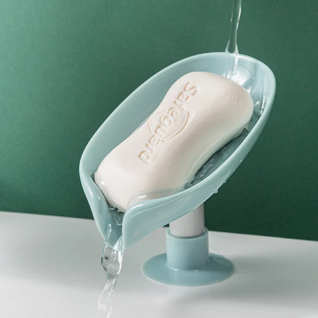 Creative Leaf-Shaped Soap Draining Box | Punch-Free Suction Cup Soap Holder for Bathroom & Kitchen
