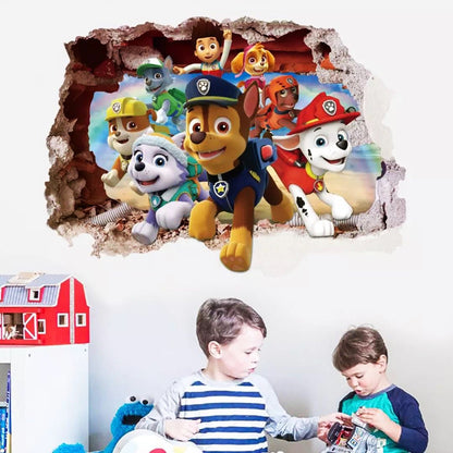 PAW Dog Patrol Wall Sticker Cartoon 3D Effect Decorative Wall Decal Home Decor Gifts for Kids Rooms Nursery room wall decoration children toys kids stickers