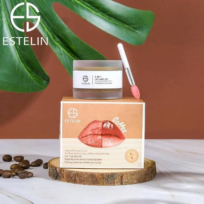 ESTELIN Coffee Sugar Lip Scrub Moisturizing Mask and Lip Balm 3 in 1 Lip Care Set