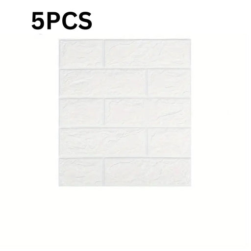 5Pcs 3D Wall Stickers Wallpaper Foam Soft Tiles, Bedroom Faux Brick Wallpaper Decoration, Waterproof