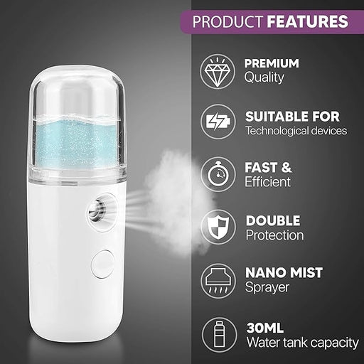 Nano Mist Spray Facial Steamer Moisturizing Sprayer Portable Nano Mister Mini Facial Sprayer