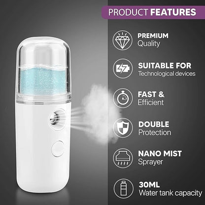 Nano Mist Spray Facial Steamer Moisturizing Sprayer Portable Nano Mister Mini Facial Sprayer
