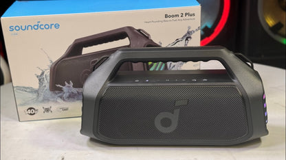 Anker Soundcore Boom 2 Plus Outdoor Speaker, 140W, 2+2 Channel, BassUp 2.0, 20H Playtime, Fast Charge, IPX7 Waterproof, RGB Lights, Power Bank, Bluetooth 5.3, Portable for Outdoors, Camping, Beach