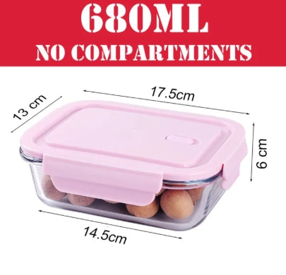 High Borosilicate Glass Food Storage Container with Air Vent Lid Leak Proof & Microwave, Oven Safe