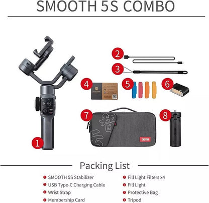 Zhiyun Smooth 5S COMBO SM118 3-Axis Motorized Handheld Gimbal Stabilizer For Smartphones