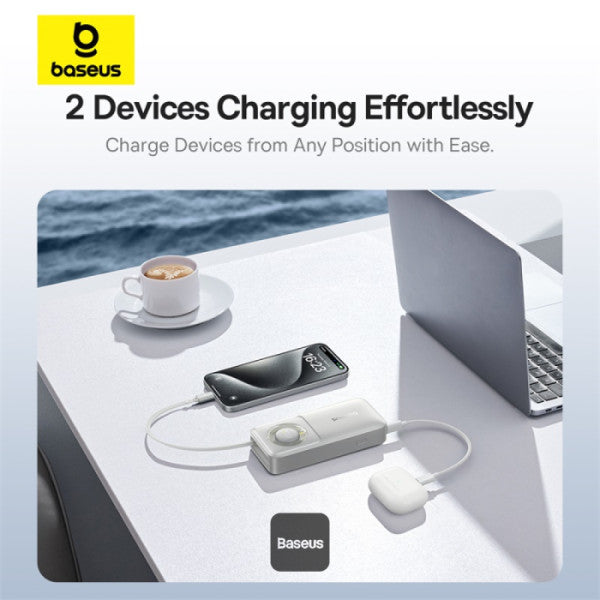 Baseus Free2Pull 10000mAh Power Bank with Built-in Retractable Type-C Cable for Laptop - 30W Fast Charging, Digital Display