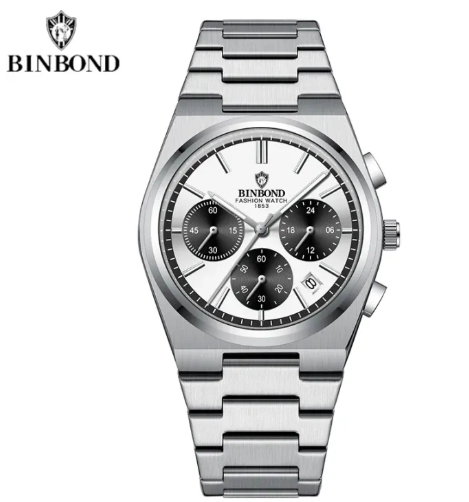 BAISHENG Nautilus Quartz Watch for Men Stainless Steel Waterproof Luminous Business Wrist Watch