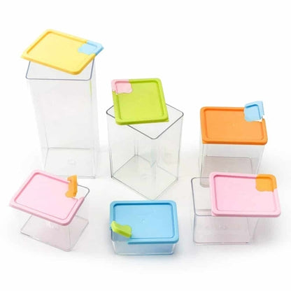 6 Pcs Stackable & Space Savvy Spice Set, Food Storage Box Container