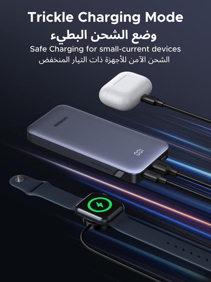 UGREEN PB535 10000mAh Power Bank 30W with 3 Ports (2*USB-C and USB-A) Portable Battery, Digital Display, Fast Charging Portable Charger with Cable for iPhone 16 Series, Galaxy S25U/S25/S24, iPad, AirPods