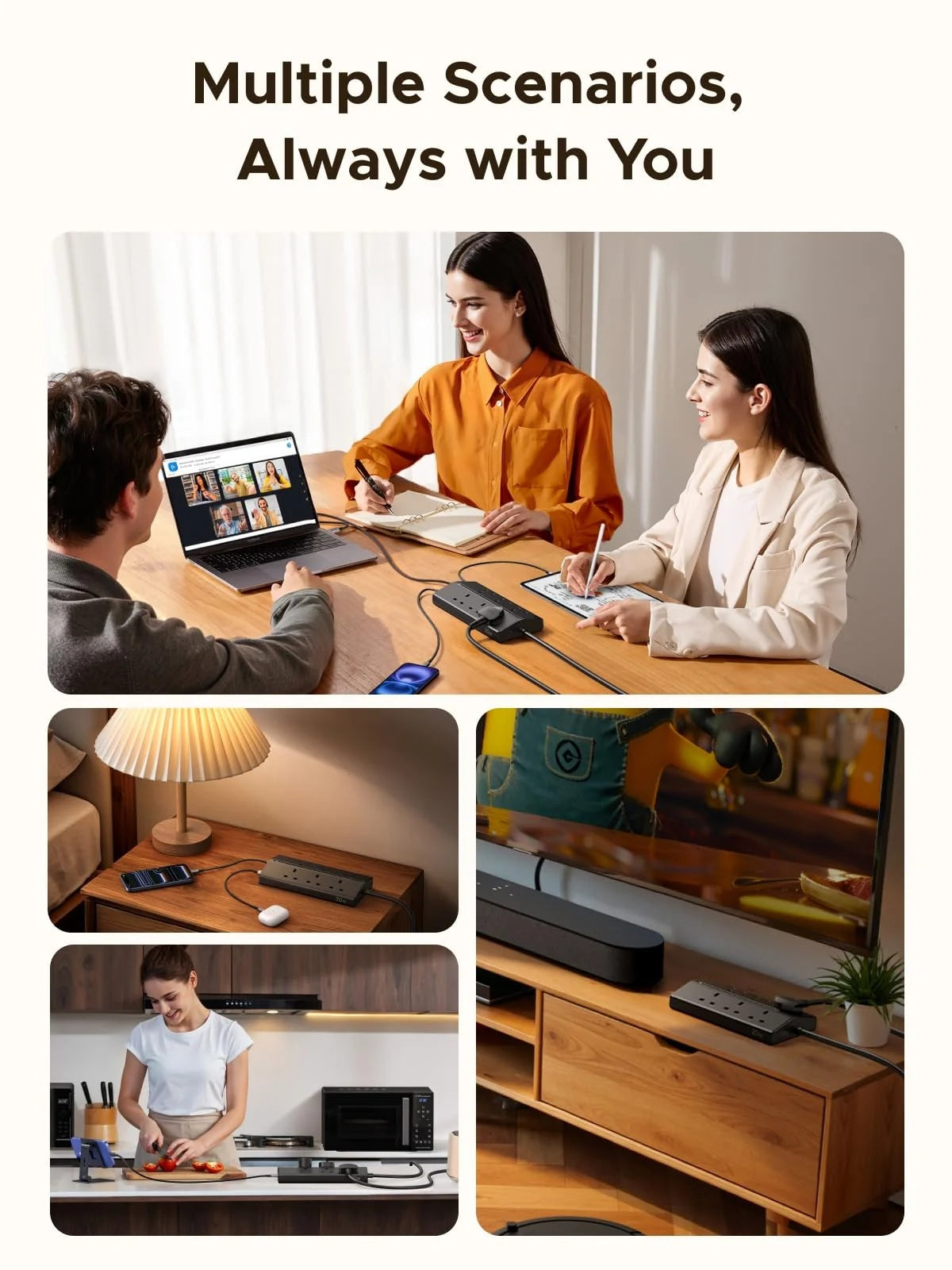 UGREEN 55318 Extension Cord Lead 1.5M, 6 Way Power Strip with 3 USB-A & 1 USB-C | 20W PD Fast Charging, 2990W Max with Master Power Switch, 15° Angled UK Plug for Home, Office, Desk & Bedroom