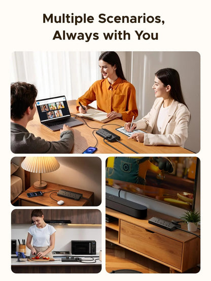 UGREEN 55318 Extension Cord Lead 1.5M, 6 Way Power Strip with 3 USB-A & 1 USB-C | 20W PD Fast Charging, 2990W Max with Master Power Switch, 15° Angled UK Plug for Home, Office, Desk & Bedroom