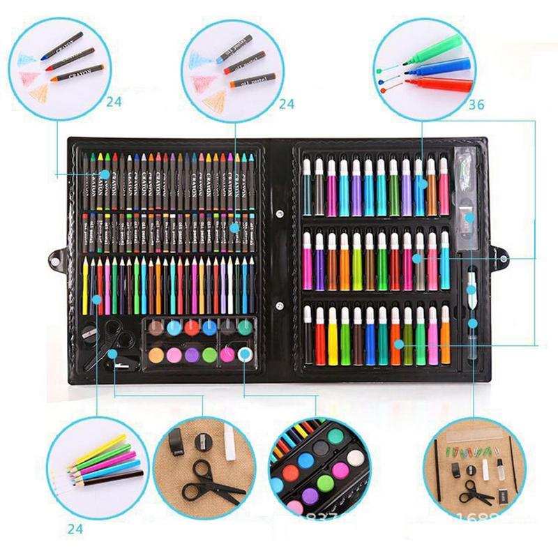208PCS/168PCS Kids Painting Drawing Art Set with Crayons Oil Pastels Watercolor Markers Colored