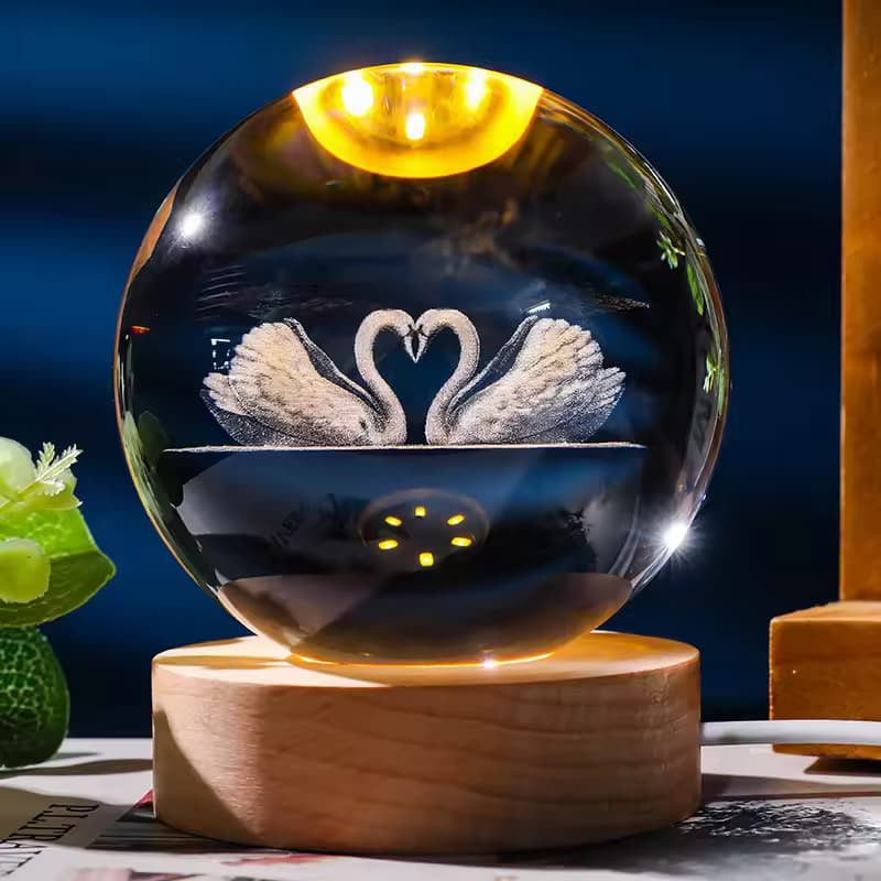 USB Night Light LED Crystal Ball 3D Moon Planet Galaxy Decor for Home Table Lamp Table Lamp Party Toys for Kids Adult Xmas Gifts Crystal Ball Night Light LED Galaxy Children Night Lamp For Bedroom Ambient Light Creative Gift Night Light USB Led Light