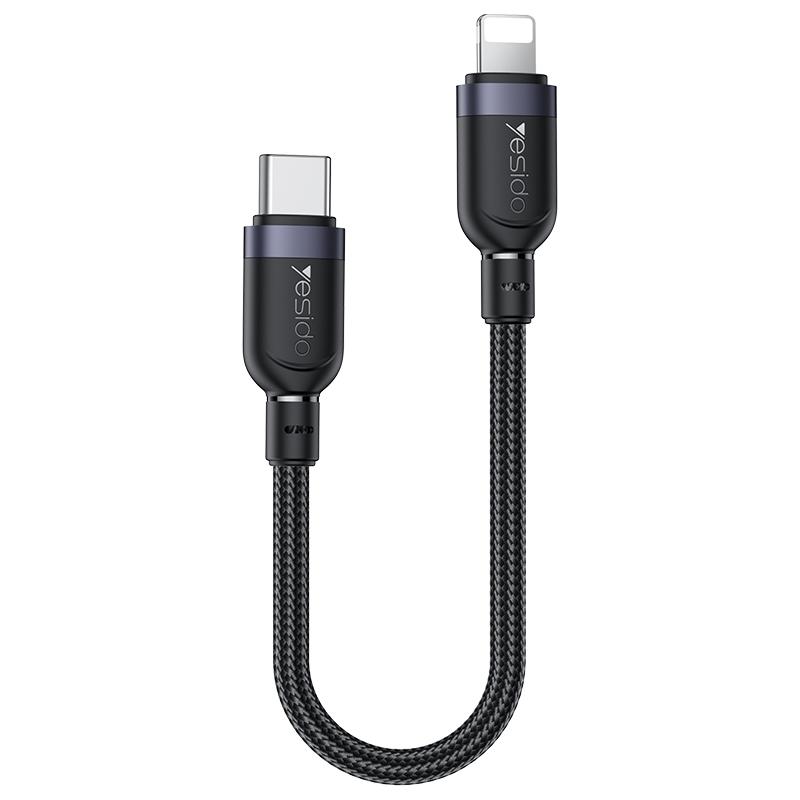 Yesido CA187 27W Type-C to 8 Pin Aluminum Alloy Data Cable, 0.3m (Black)