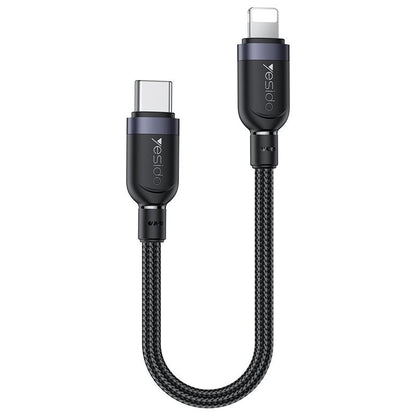 Yesido CA187 27W Type-C to 8 Pin Aluminum Alloy Data Cable, 0.3m (Black)