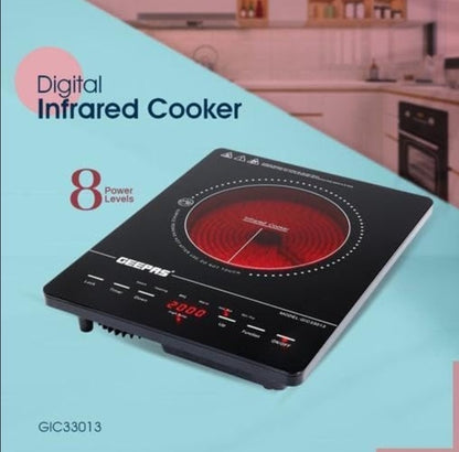 Geepas Digital Induction Cooker GIC33013, Advanced Infrared Cooking Technology with User-Friendly
