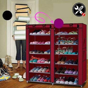 6 Tier Double Side Dustproof Shoe Rack SMT