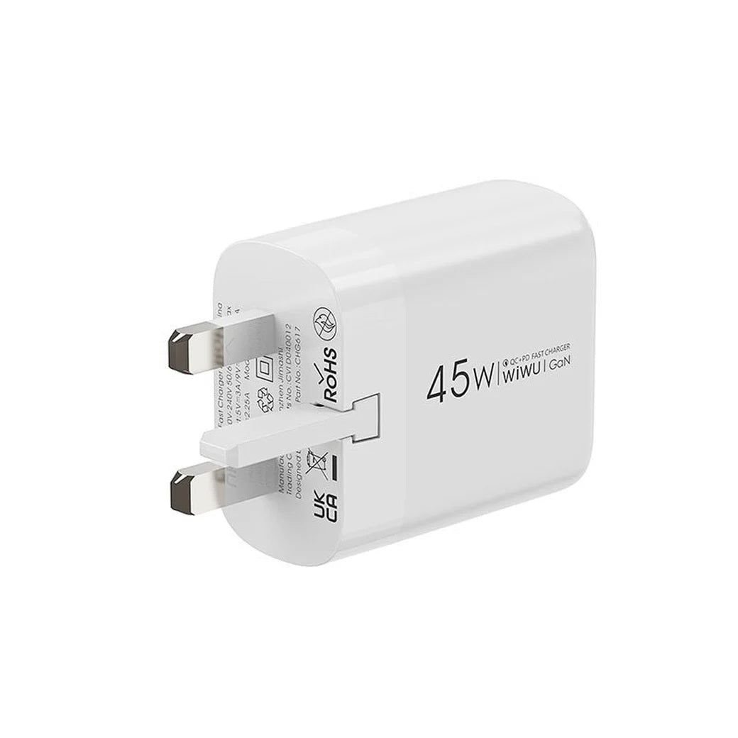 WiWU Ark 45W PD GaN Fast Charger (UK) Wi-U035 1 USB-C Fast Charging Adapter