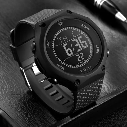 Piaoma Waterproof Watch Digitel Black Strap with Gold Case Model 9115