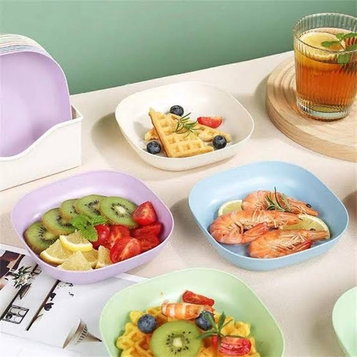 10Pcs Plates Set with Holder - Random Colours | Multi-Function Food Grade Plastic