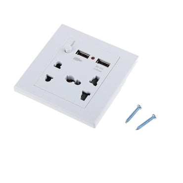 2.1A 2 USB Wall Socket Charger Power Panel Dual High Speed Wall Mount Charger USB Outlet Power Strip