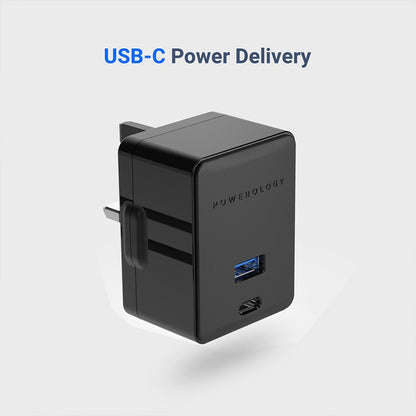 Powerology Dual Port Ultra-Quick PD Charger 36W - Black