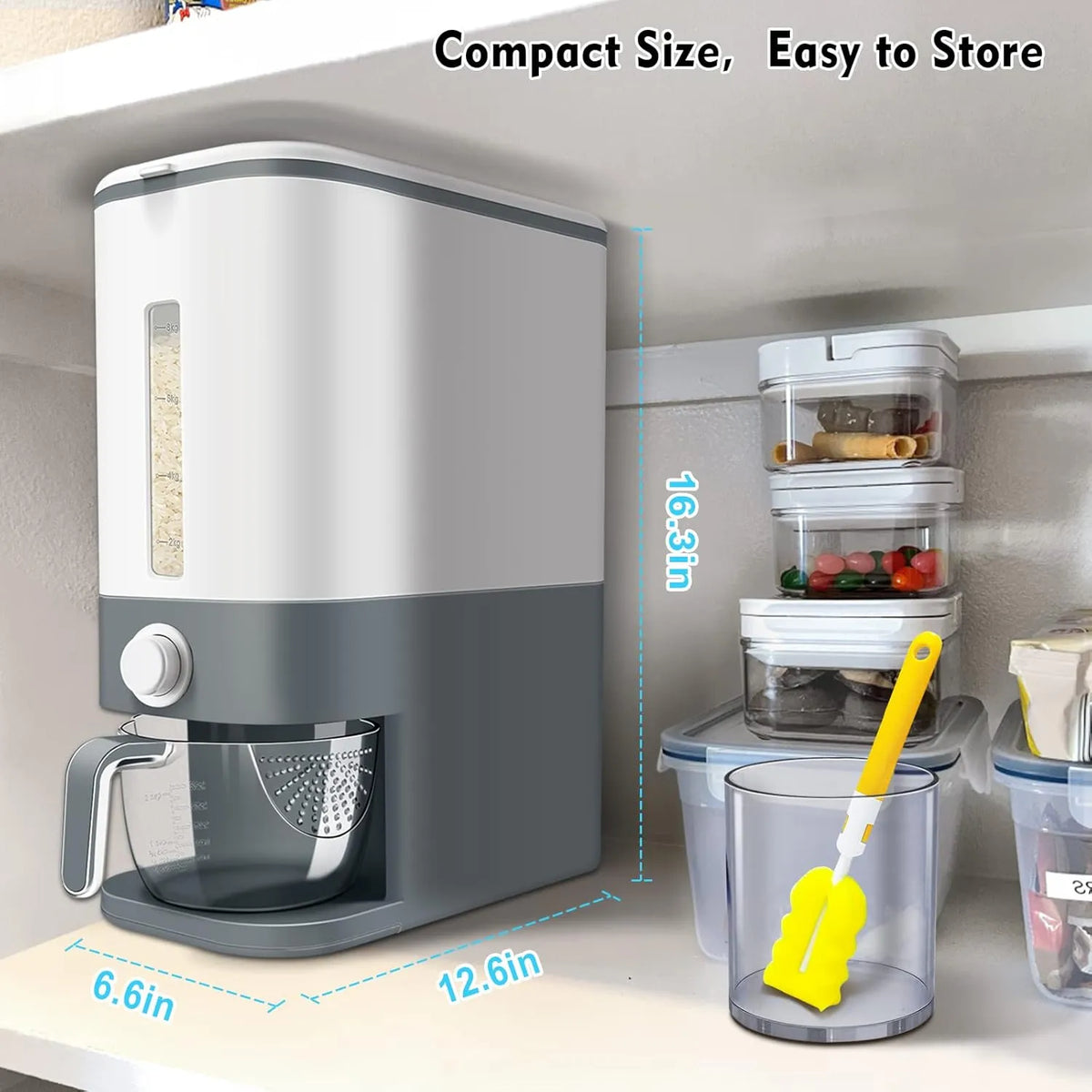 10Kg Rice Dispenser with Measuring Cup | Moisture-Proof Cereal Storage