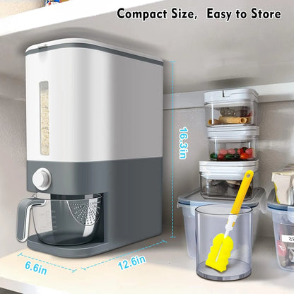 10Kg Rice Dispenser with Measuring Cup | Moisture-Proof Cereal Storage