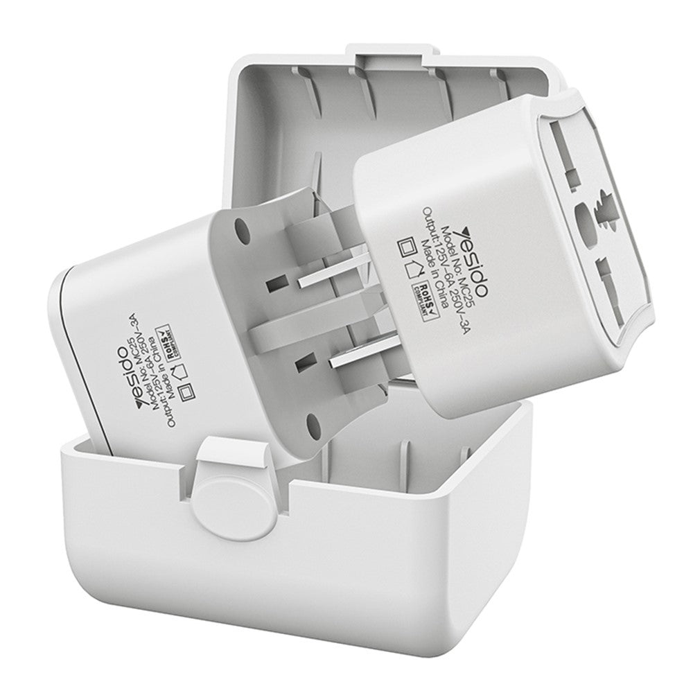 YESIDO MC25 750W Universal Power Adapter Multifunction Wall Charger UK/US/EU/AU all in one