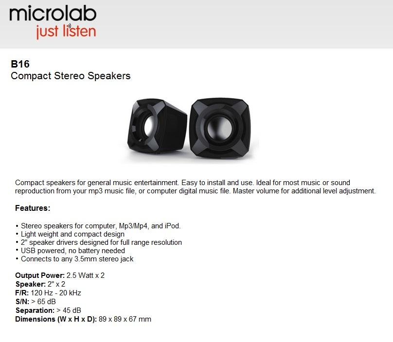 Microlab Multimedia 2.0 USB Speaker