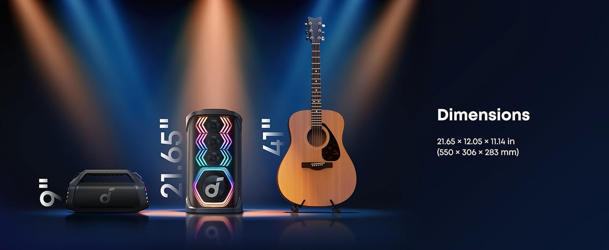 Anker Soundcore Rave 3S AI Party Speaker with 2 Wireless Microphones, 200W Sound, AI Vocal Removal, Reverb, Light Show, 12H Playtime