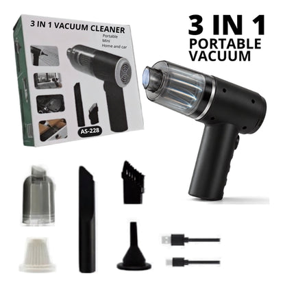 3-In-1 Car & Home Vacuum Cleaner | Portable Rechargeable Cleaner