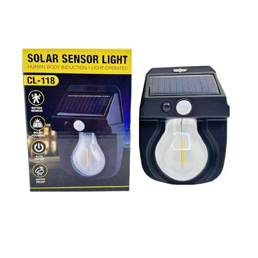 Solar Tungsten Wire Wall Light with Motion Sensor, Waterproof Outdoor Lamp