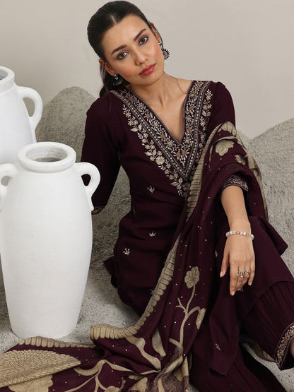 Women Floral Embroidered Regular Sequinned Kurta with Salwar & Dupatta