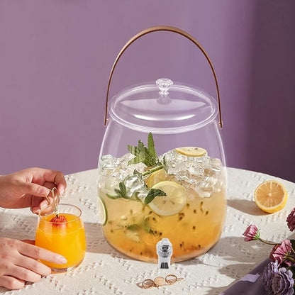 Cold Drink Dispenser with Sealed Stainless-Steel Spigot and Filtering Lid, Portable Beverage Jug