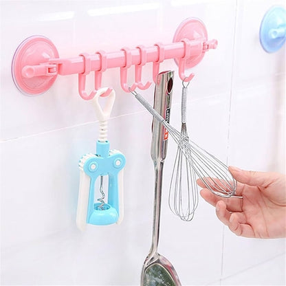Adjustable Six Suction Cup Hooks Free Punch Toilet Bathroom Door Towel Punch-Free Clean and Unmarked