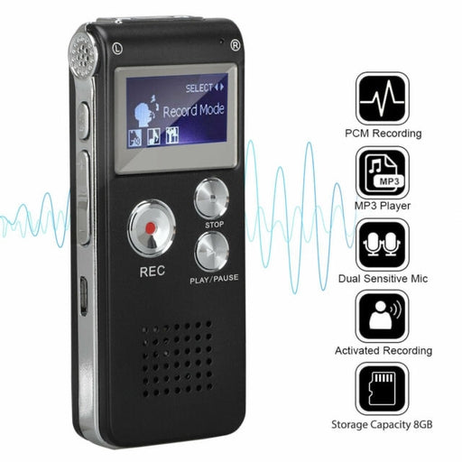 Portable Digital Voice Recorder with Stereo Sound, MP3 Playback, and Telephone Recording Capability