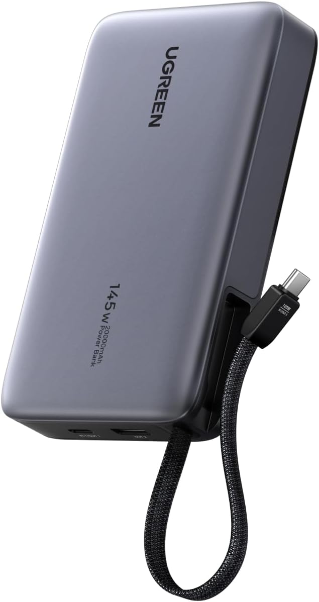 UGREEN 20000mAh 145W Power Bank with Built-in USB-C Cable - 55992B