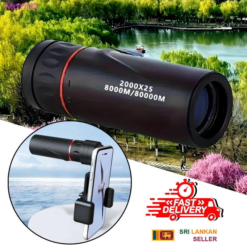 Mobile Phone Zoom Lenses Pocket Monocular Telescope for Adults, 30 x 25 HD, Waterproof, Portable Mini Monocular Telescope for Bird watching Sporting Events Hiking Camping Sightseeing 2000 X 25